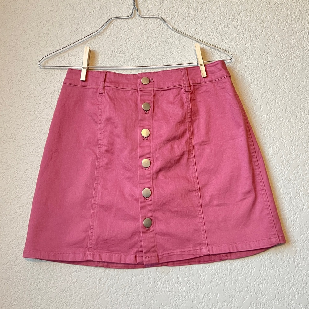 Forever21 Button Front Miniskirt Mauve Pink